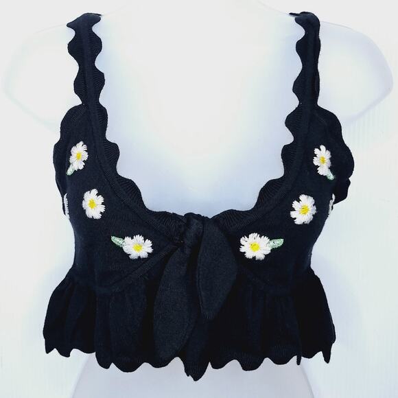 For Love & Lemons x Victoria's Secret Daisy Crop Tank Top Small Embroidered Boho - Picture 1 of 11
